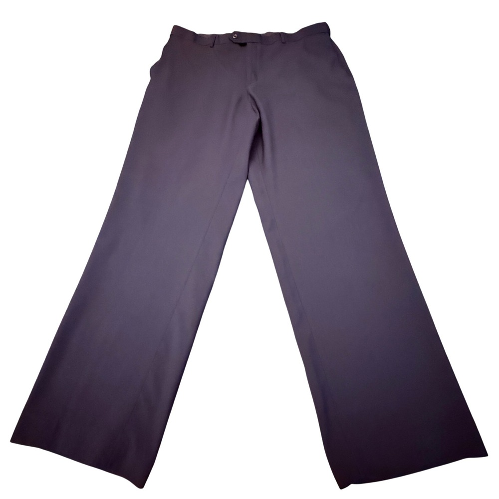 Covington Mens Black Flat Front Dress Pants Trousers 38x32 (Measures 30.5)